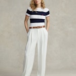 Striped Cable-Knit Short-Sleeve Jumper