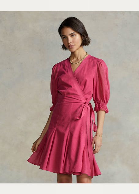 POLO RALPH LAUREN - Puffed-Sleeve Cotton Wrap Dress