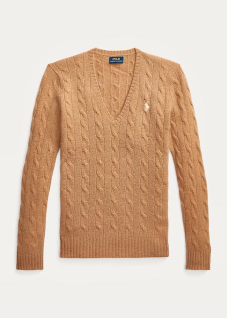 POLO RALPH LAUREN - Cable Wool-Cashmere V-Neck Jumper