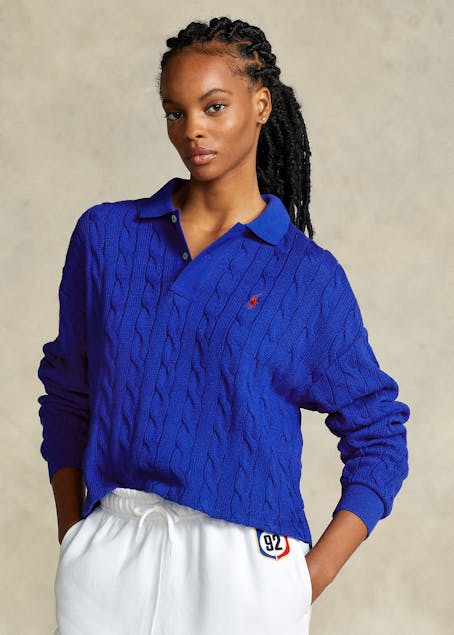 POLO RALPH LAUREN - Cable-Knit Long-Sleeve Polo Shirt