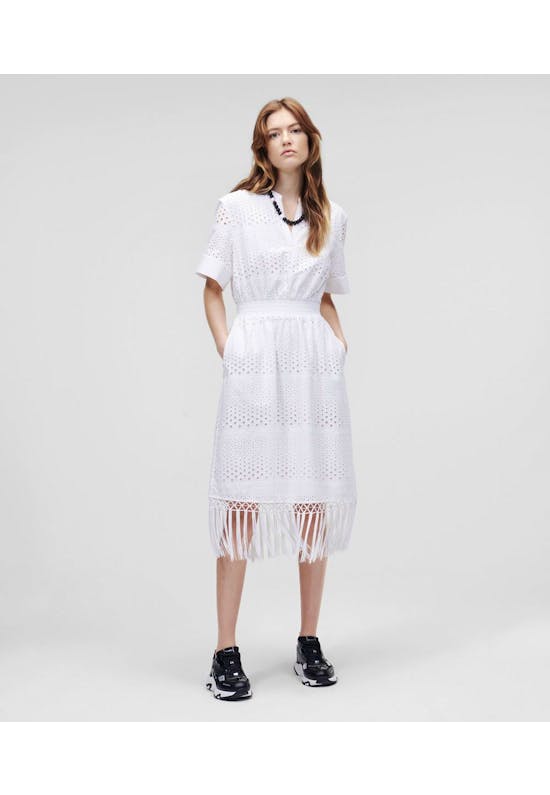 Broderie Anglaise Dress With Fringes