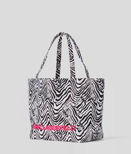 KARL LAGERFELD - Logo Print-Zebra Canvas Shopper