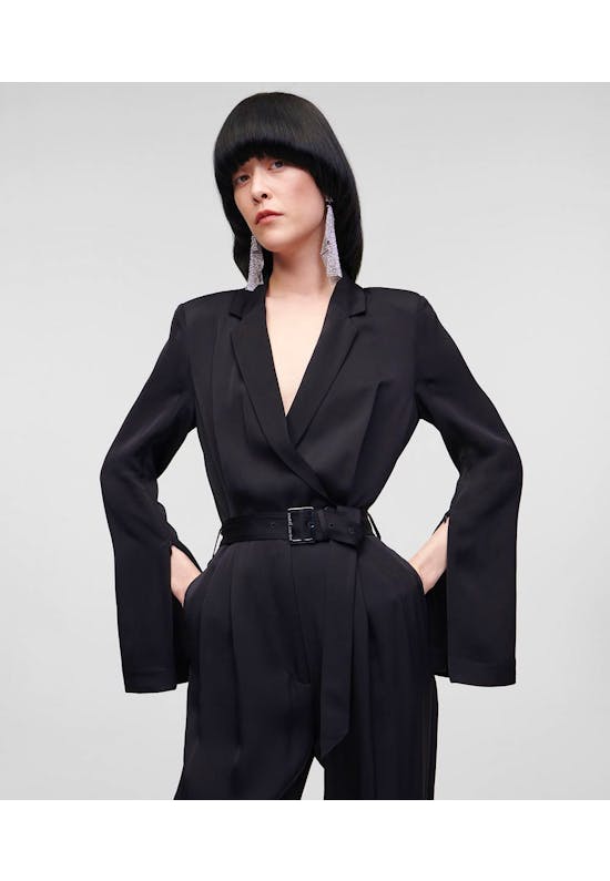Satin Jumsuit With Cape Sleeves