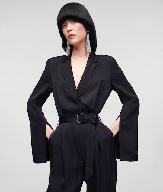 KARL LAGERFELD - Satin Jumsuit With Cape Sleeves