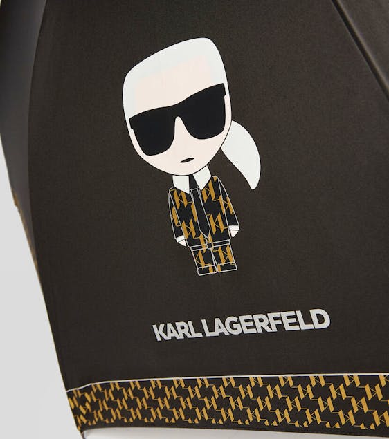 KARL LAGERFELD - K/IKONIK KARL BLACK AND GOLD UMBRELLA