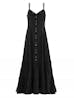 BEATRICE - Long Black Chemisier Dress With Flounces