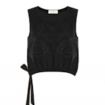 Black Sleeveless Top With Embroidery