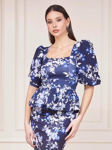 GUESS - Printed Top With Puff Sleeves