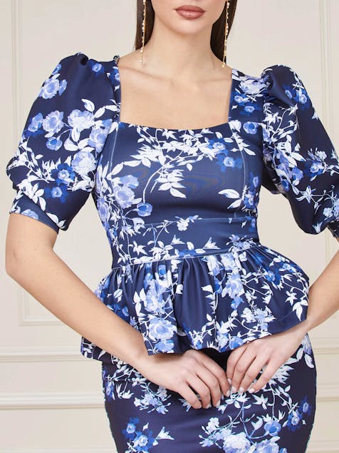 GUESS - Printed Top With Puff Sleeves