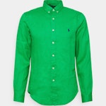 Slim Fit Linen Shirt In Golf Green