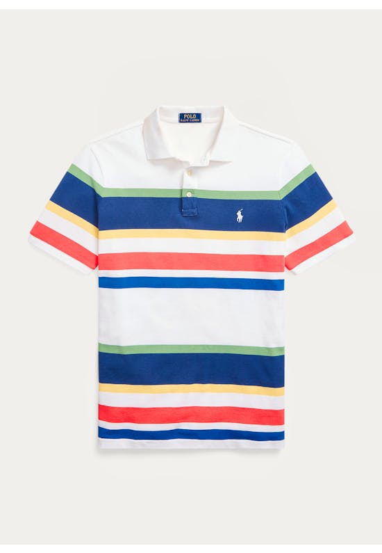 Custom Slim Fit Striped Mesh Polo Shirt
