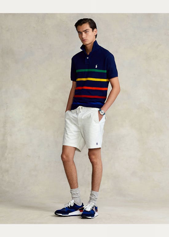 Custom Slim Fit Striped Mesh Polo Shirt