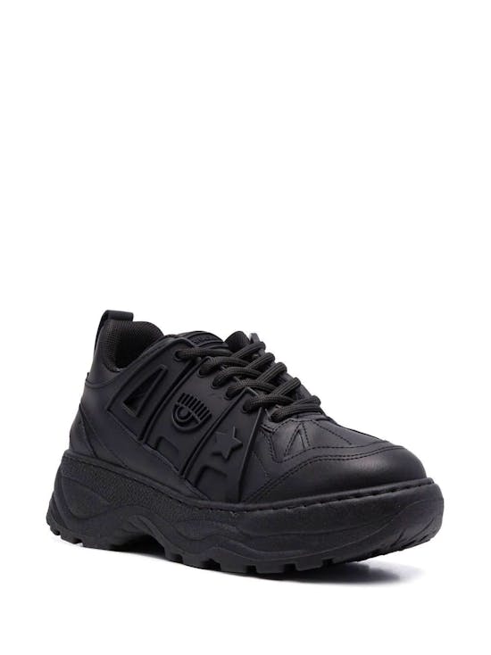 Chiara Ferragni High Sneakers, Eyeheart, Size 35 (IT, EU) 2.5 (UK), Black  Leather : : Fashion