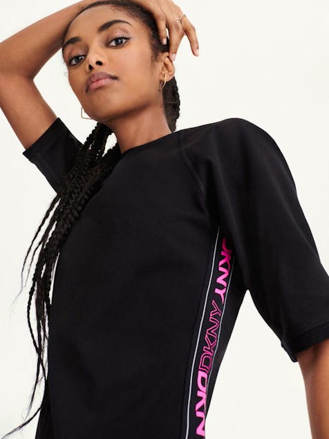 DKNY - Crewneck T - Shirt Dress With Flip Logo Taping