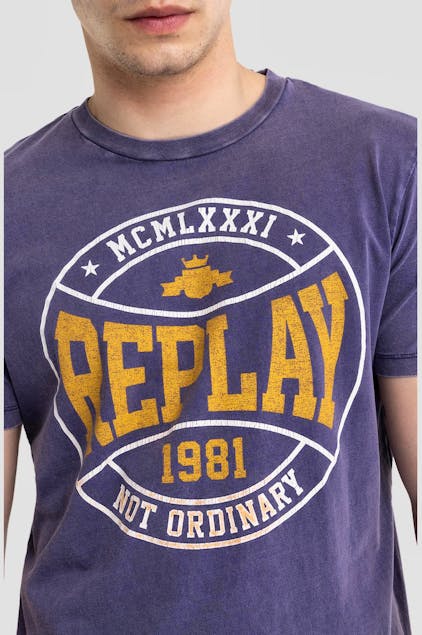 REPLAY - Jersey T-Shirt With College Print