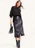 DKNY - Faux Leather Midi Skirt