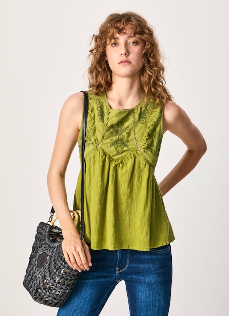 PEPE JEANS - Lisle Embroidered Top