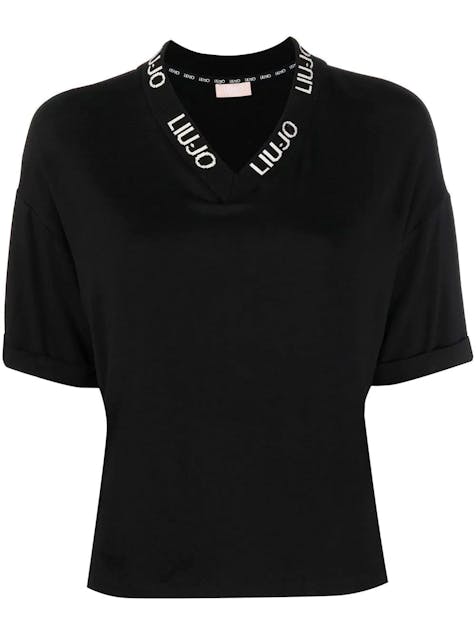 LIU JO - Logo-Print V-Neck T-Shirt
