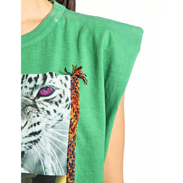 REPLAY - Sleeveless T-Shirt With Print and Embroidery