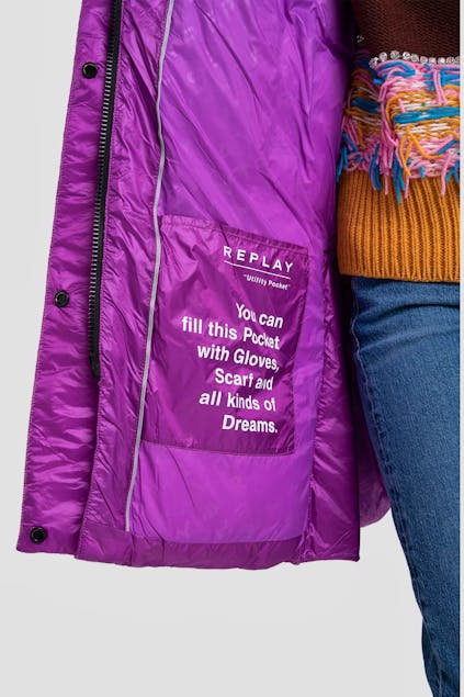 REPLAY - Long Nylon Jacket With Zipper