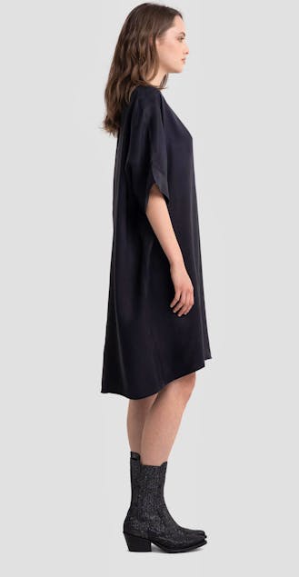 REPLAY - Solid Coloured Dress With Kimono Sleeves