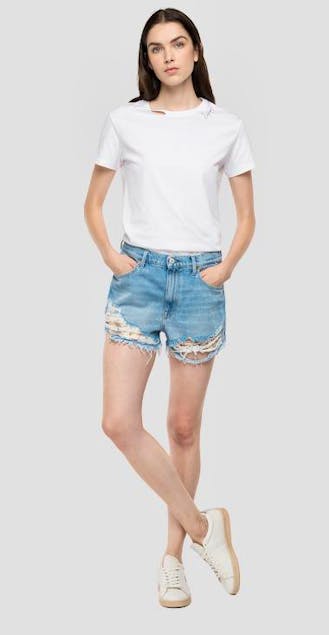 REPLAY - Rose Label Regular Fit Denim Shorts