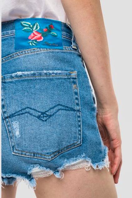 REPLAY - Rose Label Regular Fit Denim Shorts
