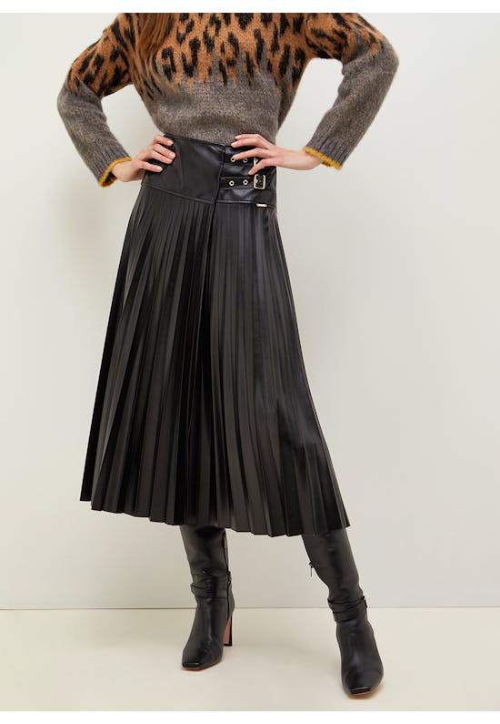 Pleated Skirt In Coated Fabric