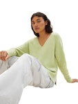 Knitted sweater with a V-neckline
