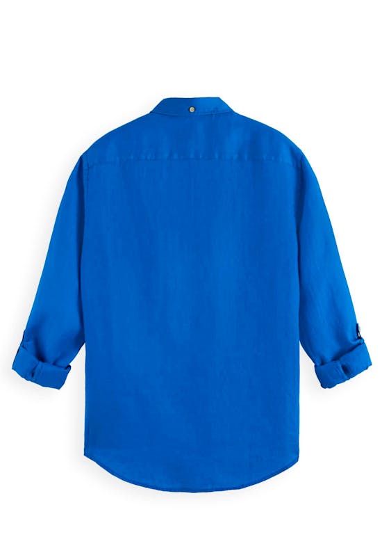 Regular-Fit Linen Shirt With Sleeve Roll-Up
