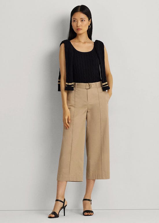 Micro-Sanded Belted Wide-Leg Trouser