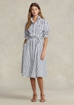 Belted Striped Cotton Shirtdress