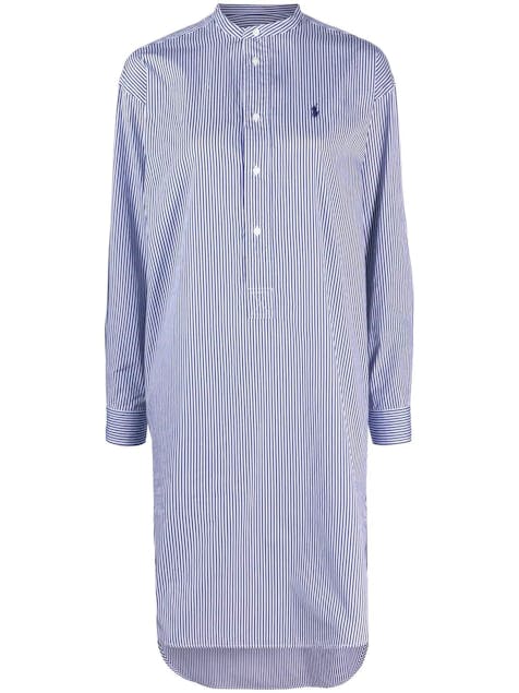 POLO RALPH LAUREN - Striped Collarless Cotton Shirtdress
