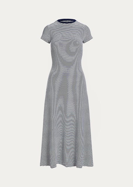 POLO RALPH LAUREN - Striped Rib-knit Cotton-Blend Dress
