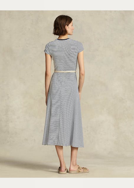 POLO RALPH LAUREN - Striped Rib-knit Cotton-Blend Dress