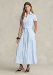 Belted Tiered Cotton Shirtdress