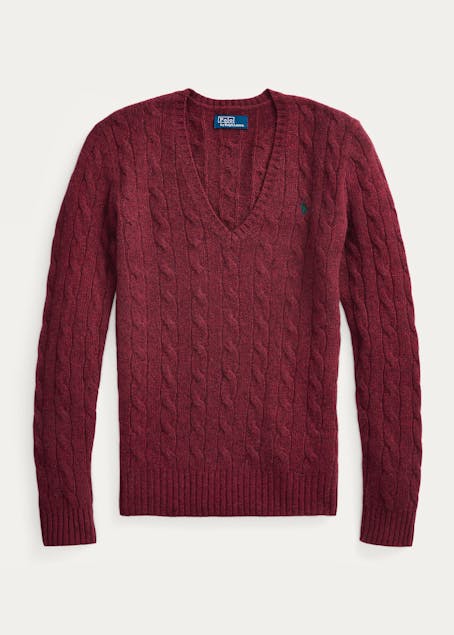 POLO RALPH LAUREN - Cable-Knit Wool-Cashmere V-Neck Jumper