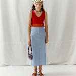 Midi Skirt With Pleats On The Hips