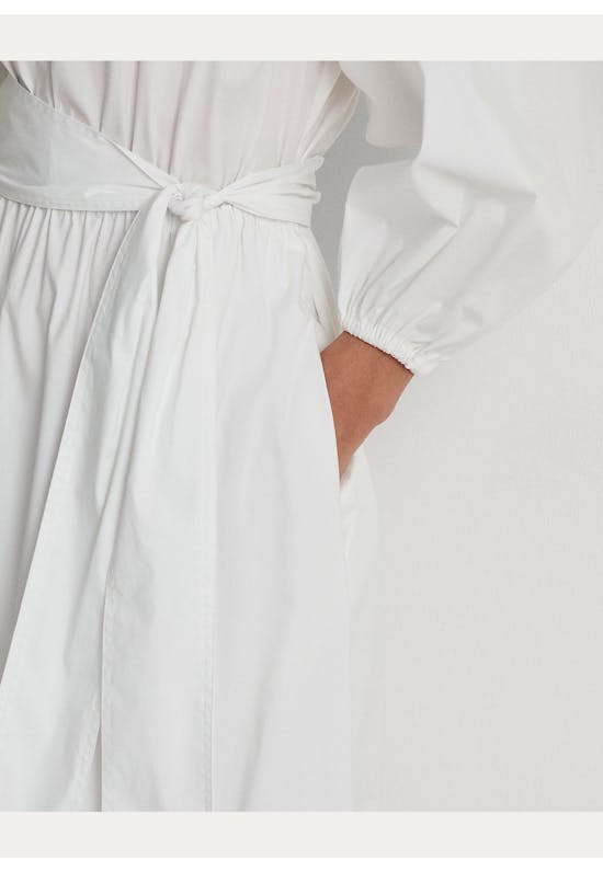 Cotton-Blend Blouson-Sleeve Dress