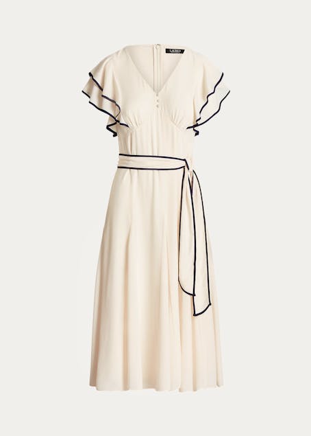 LAUREN RALPH LAUREN - Belted Georgette Flutter-Sleeve Dress