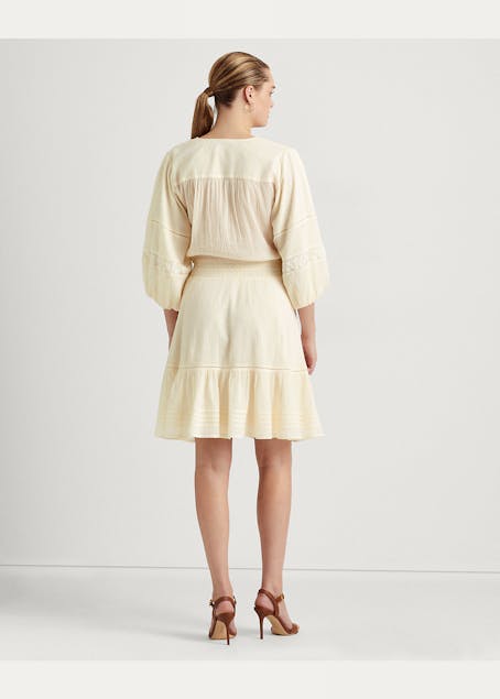 LAUREN RALPH LAUREN - Crinkle Cotton Blouson-Sleeve Dress