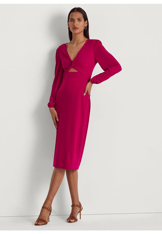 Twist-Front Jersey Cutout Dress
