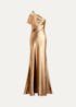 LAUREN RALPH LAUREN - Metallic Charmeuse One-Shoulder Gown