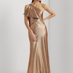 Metallic Charmeuse One-Shoulder Gown