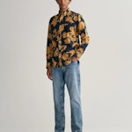 Regular Fit Sunflower Print Cotton Linen Shirt