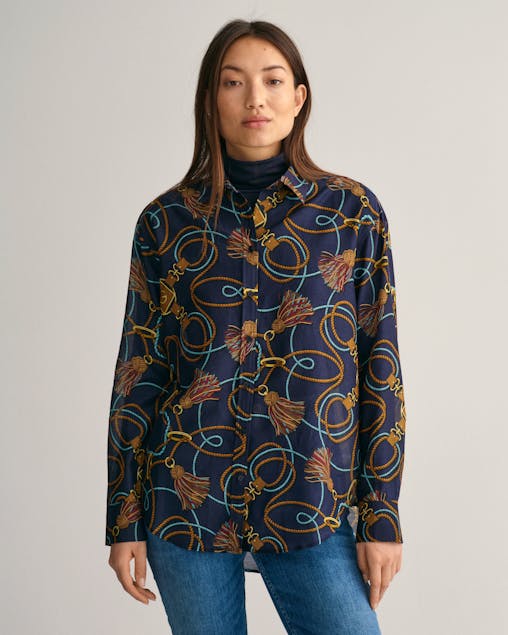 GANT - Relaxed Fit Rope Print Cotton Silk Blouse Women