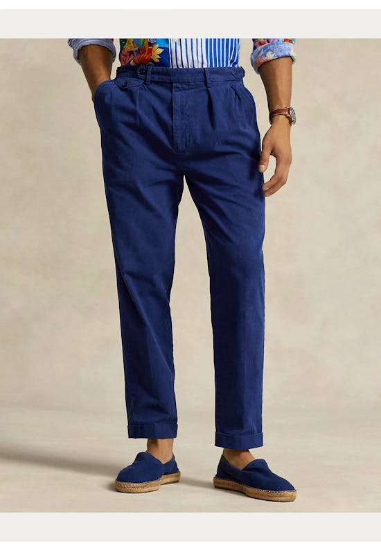 Slim Tapered Fit Pleated Twill Trouser