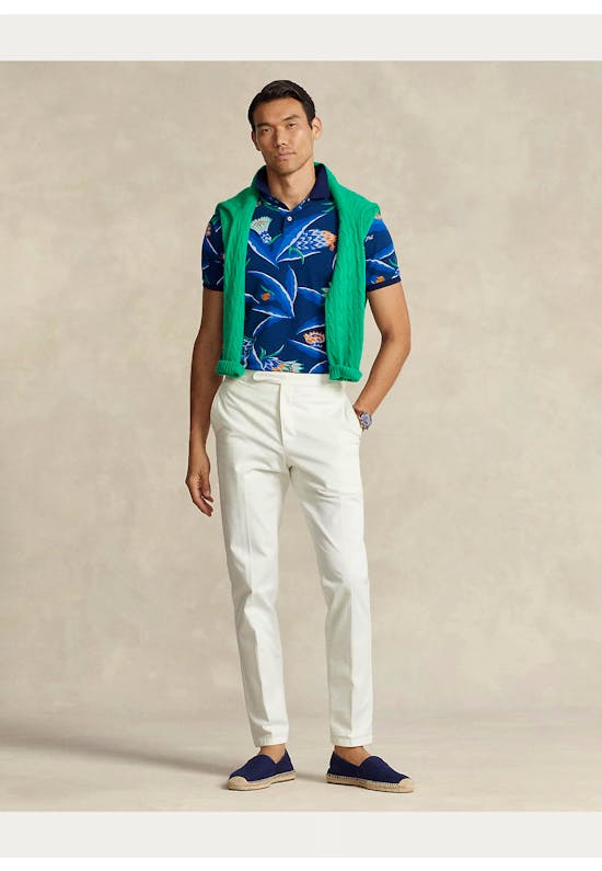 Custom Slim Fit Floral Mesh Polo Shirt