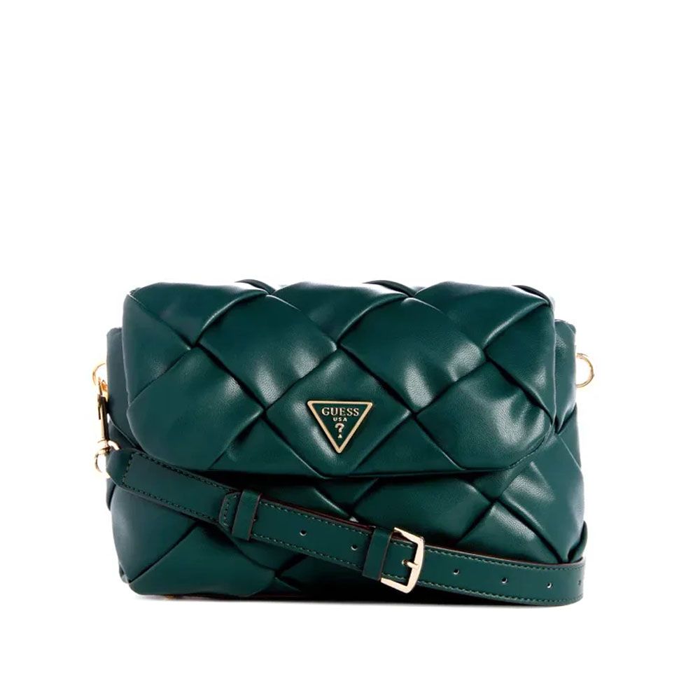 GUESS Women's Zaina Flap Shoulder Bag - Woven PU With Adjustable Strap - View #7
