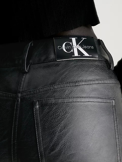 CALVIN KLEIN JEANS - High Rise Faux Leather Trousers